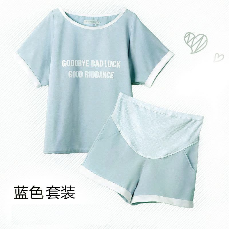 辞梅孕妇装夏装套装新款休闲运动套装宽松上衣两件套夏季单件套装X534图片
