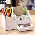 三维工匠多功能笔筒收纳盒创意时尚可爱少女心韩国小清新学生桌面摆件办公 亏本冲销量，白色眯眼猫