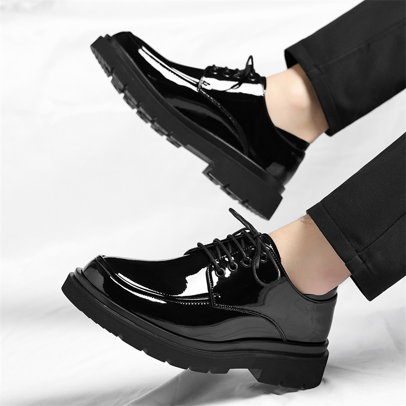 迪罗尼卡大码男鞋秋季透气商务休闲西装高级感增高黑色真皮新郎46码结婚鞋高清大图