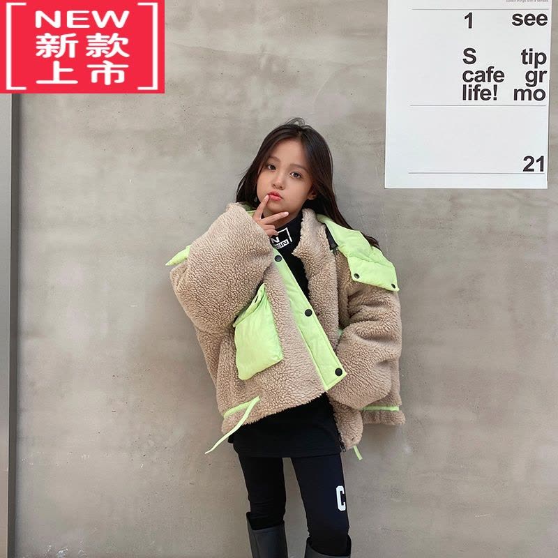 可莉允女童棉服加厚2022冬时髦小女孩羊羔绒外套棉衣中大儿童炸街毛毛衣图片