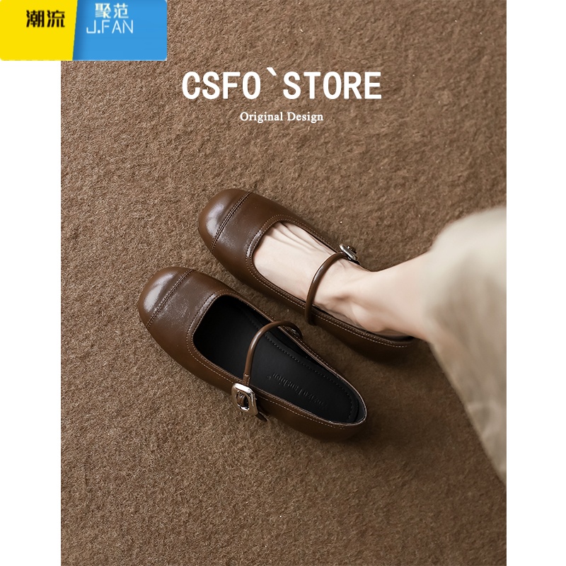 聚范皮版~银色玛丽珍鞋女2024夏季新款清冷百搭浅口平底单鞋配裙子高清大图