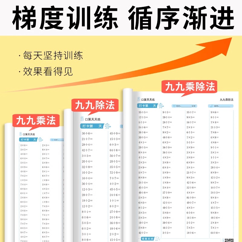 [每日一练]九九乘法口算 小学二年级 [正版]九九乘法专项训练习题册二年级上册下册口算天天练数学九九乘法口诀练习题小学二高清大图