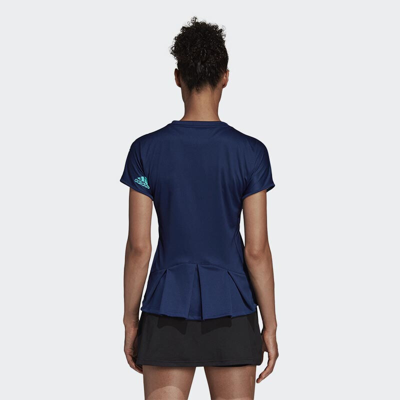 阿迪达斯 (adidas)短袖 运动T恤女速干透气羽毛球服针织圆领休闲半袖上衣 女款深蓝色短袖CW7064 S码-XX