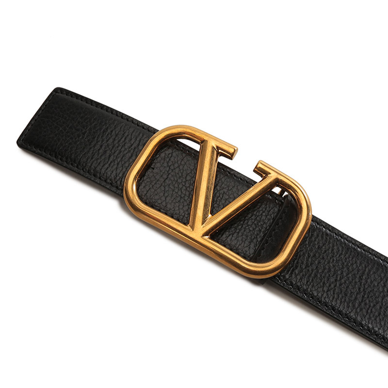 华伦天奴valentino男士皮革复古vlogo板扣式不可裁剪双面皮带腰带1y2