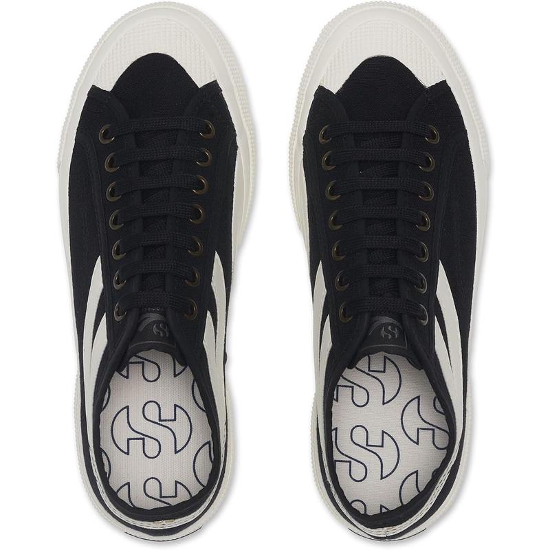 SUPERGA纯棉透气帆布拼接橡胶底休闲板鞋女款圆头系带运动鞋高清大图