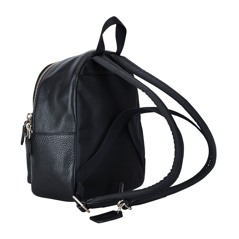 coach蔻驰奢侈品欧美时尚女士黑色人造革拉链双肩包