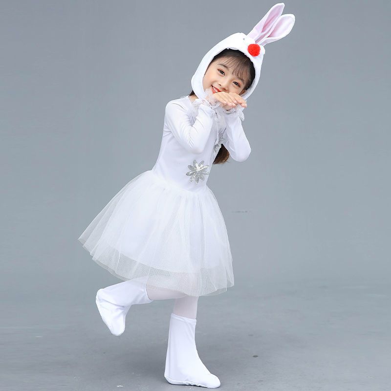 夏款 100 元旦儿童小白兔表演服幼儿园舞台舞蹈服装小动物表演服兔子