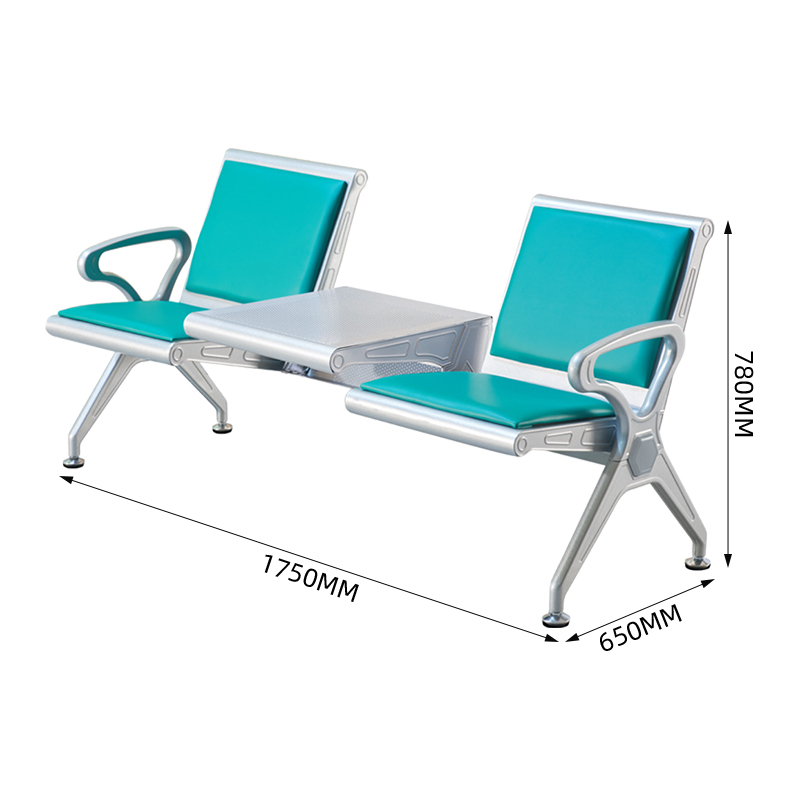 中豫鑫泽 ZYXZ5021045 连排椅机场椅公共座椅长椅等候椅 加厚款二人位加茶几绿色坐垫高清大图