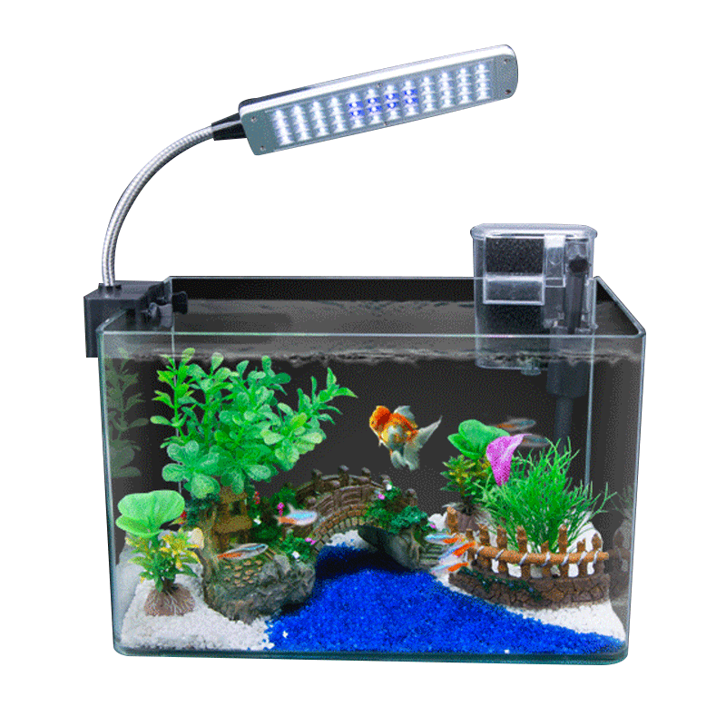 鱼缸水族箱迷你小型金鱼缸乌龟缸办公桌生态创意鱼缸方形透明玻璃高清大图