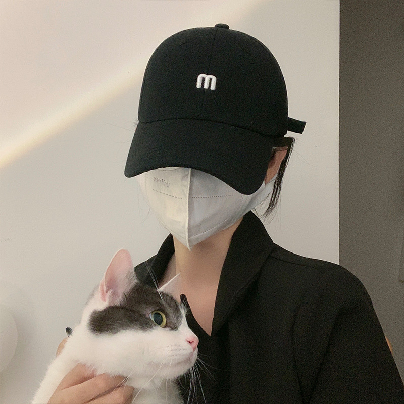 ins帽子女夏韩版潮人时尚简约M字母棒球帽男百搭弯檐遮阳帽鸭舌帽高清大图