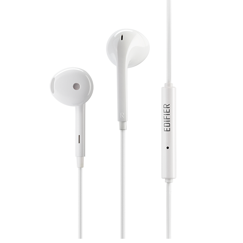 EDIFIER/漫步者H180plus半入耳式手机电脑通话音乐耳机简便线控无感佩戴高性价比线控耳机通用白色