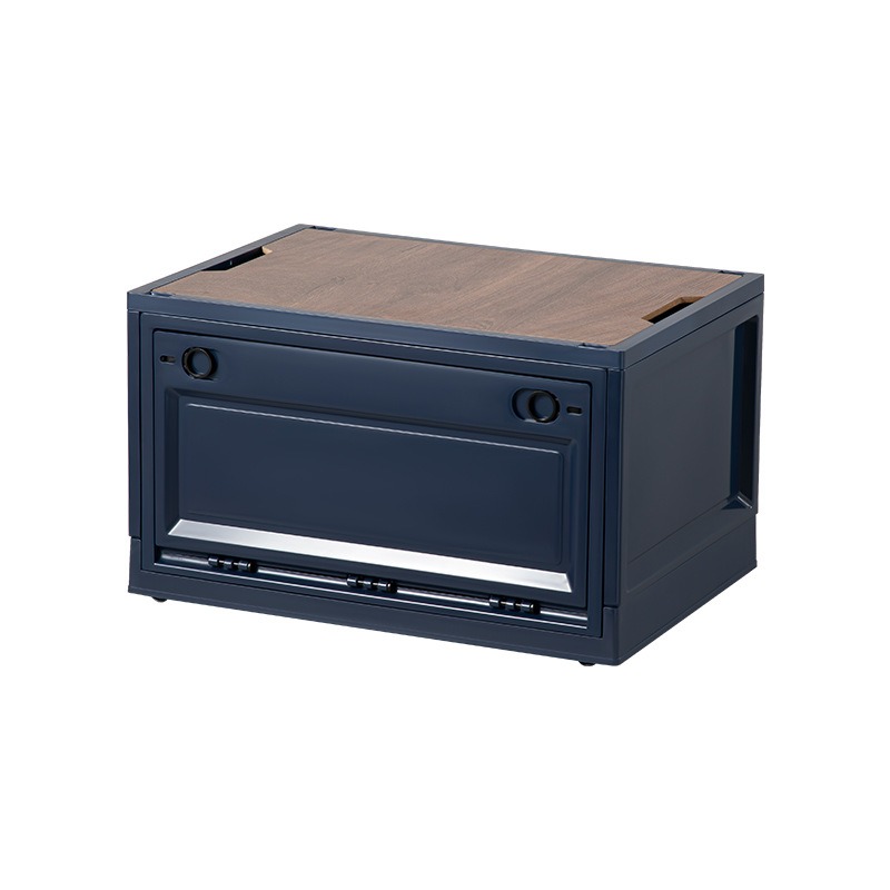 华普思侧开门折叠收纳箱汽车后备箱家用储物整理箱藏蓝推荐款大号(50.5*36*29.5CM)大约56L