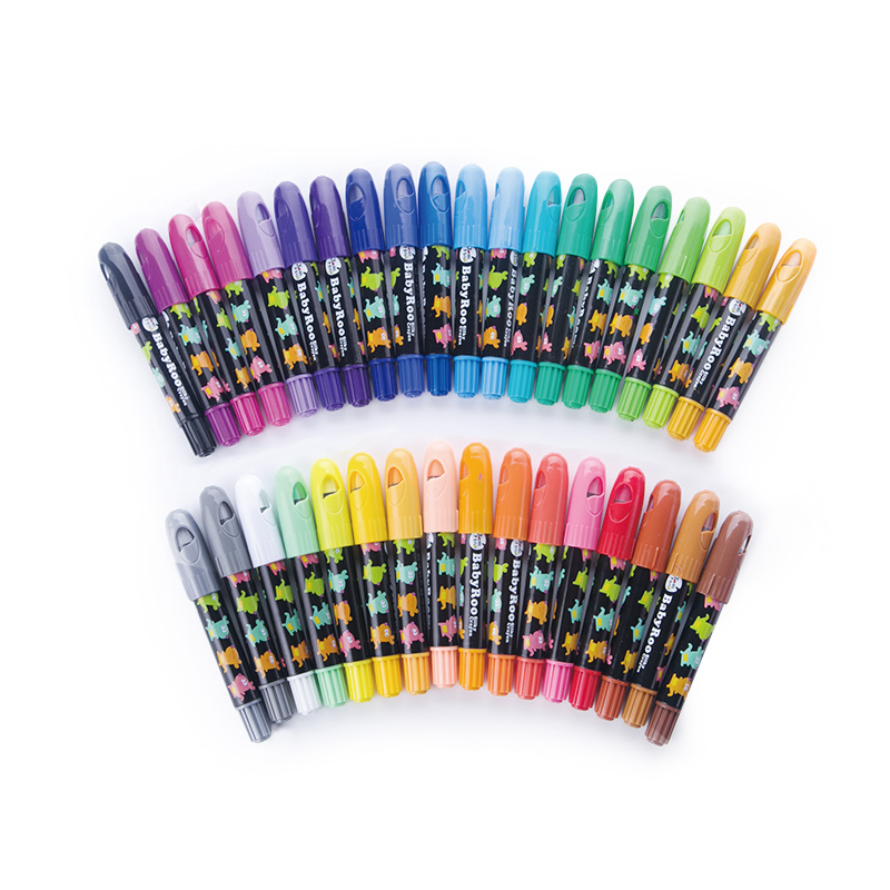 JoanMiro美乐儿童蜡笔安全无毒可水洗画笔套装彩笔幼儿园彩色旋转蜡笔宝宝画画24色婴儿绘画涂鸦笔炫彩棒水溶性24色高清大图