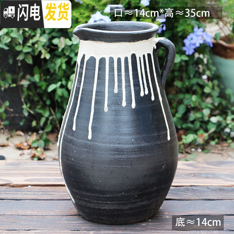 三维工匠特大陶罐花盆陶瓷大号土陶罐法师盆大口径多肉花盆高筒老桩盆 L-10 如图花盆容器高清大图