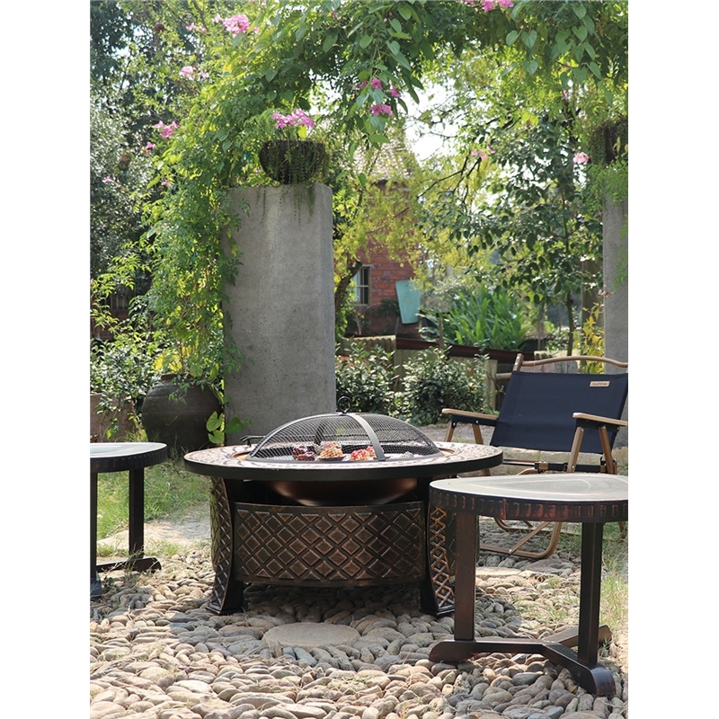 烧烤炉户外庭院烤火炉火盆别墅纳丽雅烧烤桌家用无烟烧烤架碳火桌烤肉