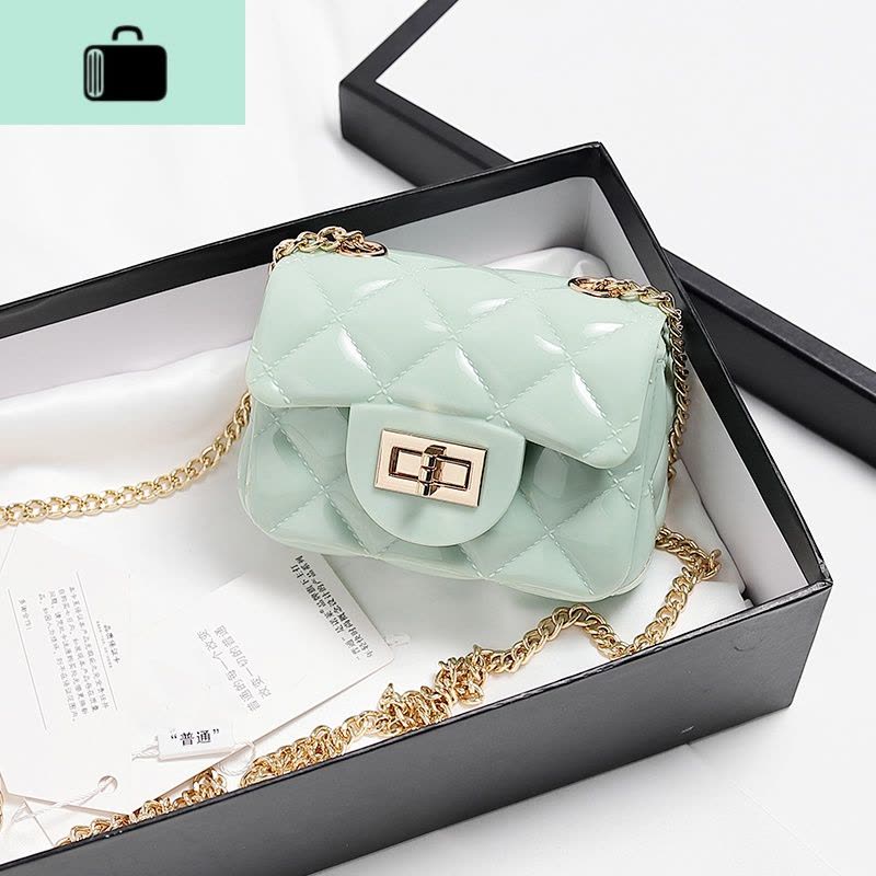 网红儿童果冻包女斜挎小包包迷你女包新款2020菱格链条单肩小方包NEW LAKE女士单肩包图片