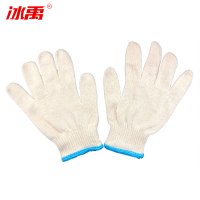 冰禹 SNll-106 劳保手套 棉纱棉线 尼龙耐磨 防护线手套 防滑加厚耐用 出口一等棉600克(奶黄色) 12双装