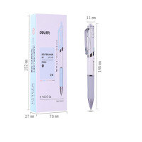 得力S11 按动中性笔签字笔水笔黑色碳素笔学生办公 0.5mm 彩色杆黑色12支/件 4件装(单位:件)