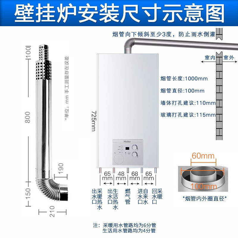 [送礼品]Haier/海尔壁挂炉天然气家用燃气采暖炉洗浴采暖两用地暖锅炉暖气片供暖热水器节能 L1PB20-HT1(T)