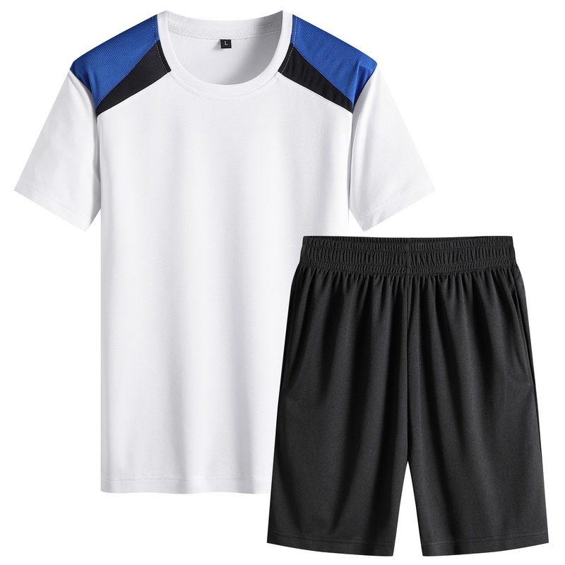 套装男休闲套装夏季冰丝短袖t恤新款短裤运动服体恤男装两件套衣服