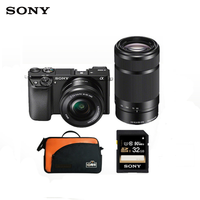 索尼(SONY)ILCE-A6000L/B+SEL55210/B超长焦微单 双镜头套机 黑色16-50/55-210镜头