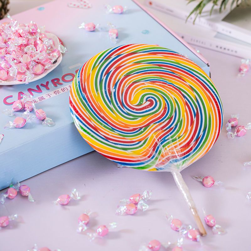 300g棒棒糖无礼盒七夕情人节礼物送女友巨型超大彩虹棒棒糖大号吃不完
