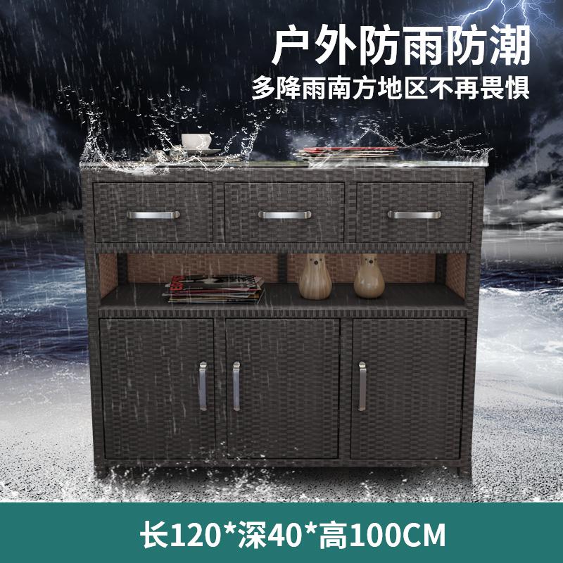 BONJEAN阳台收纳柜整理柜庭院置物柜防水防晒家用制定柜子藤编户外储物柜高清大图