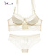夏天透气网纱大码胖mm内衣性感聚拢收副乳透明胸罩薄蕾丝文胸 FISH BASKET胸罩 米白色 32=70D配S内裤