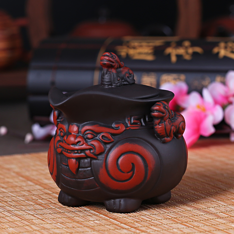 家柏饰(CORATED)紫砂壶茶具貔貅手抓壶单壶一人品茶壶茶杯一杯过滤泡茶壶高清大图