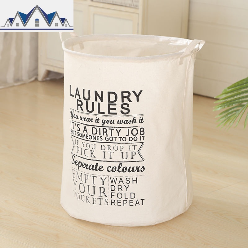 特大号家用宿舍脏衣篮玩具收纳筐衣篓洗衣篮杂物筐收纳桶可折叠 三维工匠收纳篮 白色英文字母40*50圆通