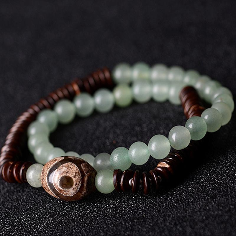 民族风多圈手工东陵玉天珠椰壳片手链女时尚复古手串送女朋友七夕情人