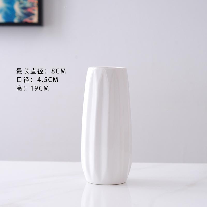 陶瓷满天星简约北欧小花瓶摆件白色蓝色插花粉色客厅小口水培瓷器 三维工匠 角纹小号:白色高清大图