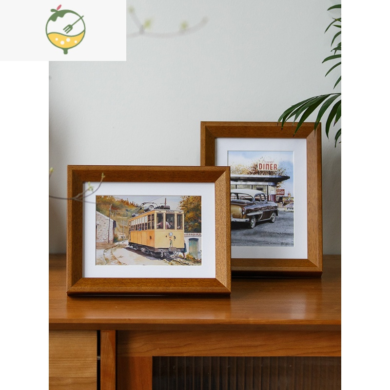 yicheng实木质相框北欧桌面摆台简约摆件相片架