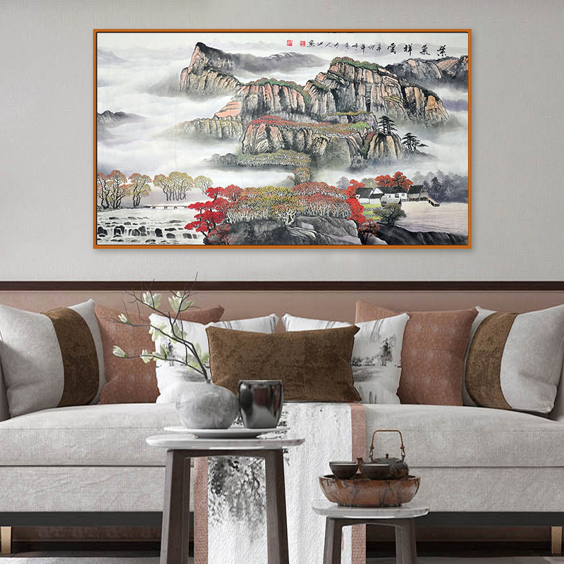 墙壁挂画 XTL868 黎雄才水墨壁画背景墙装饰 140*80cm (10幅起订)