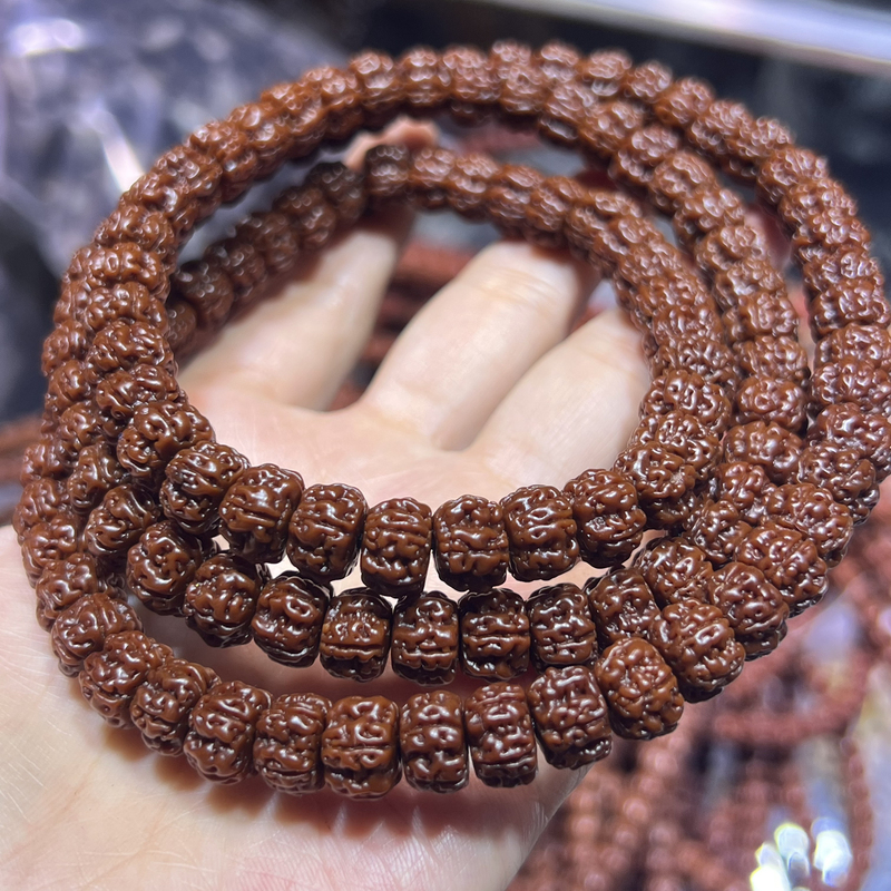 天然一代盘龙纹小金刚菩提子藏式机刷包浆佛珠108颗手串手链高密送女朋友老婆情人节七夕生日礼物