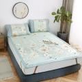 冰丝凉席1.8m床三件套1.5米夏季折叠席子1.2单人空调软席_283 1.2m（4英尺）床 花逸冰丝席
