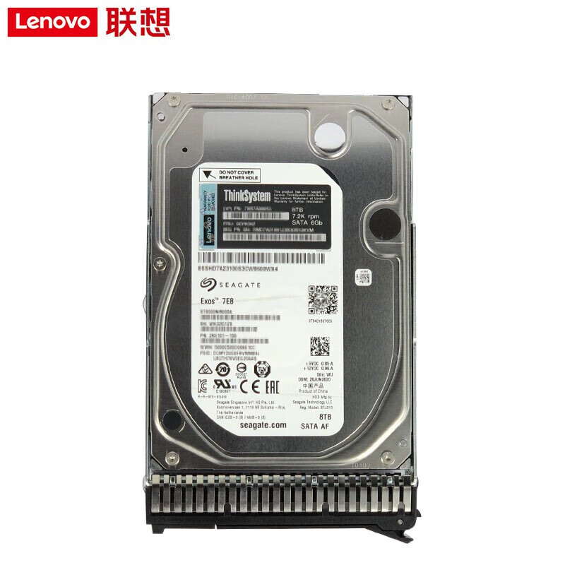 联想 企业级服务器/工作站硬盘SAS/SSD/SATA存储8TB 7.2K SATA企业级 3.5英寸 带托架 单位:个