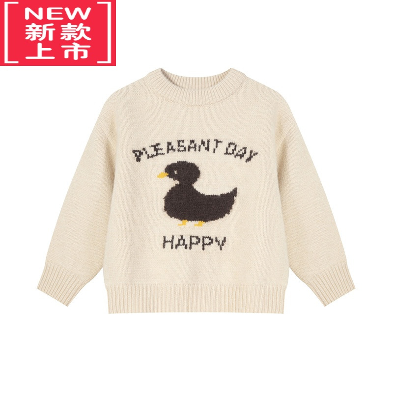 可莉允[小童][宠物乐园提花毛衣]男女童加厚毛衣套头潮