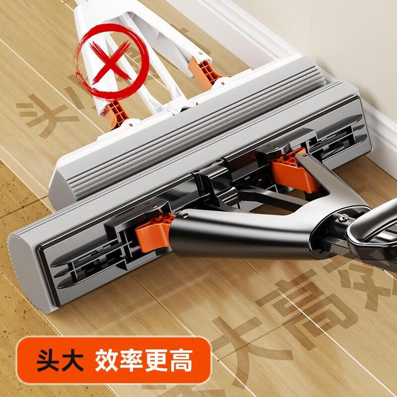 佳帮手扫除道38T1对折胶棉拖把-灰橙2只头 家用海绵拖把高清大图