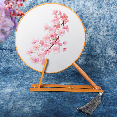 刺绣diy手工自绣制作绣品团扇材料包古风丝带绣戳戳绣苏绣初学者樱花
