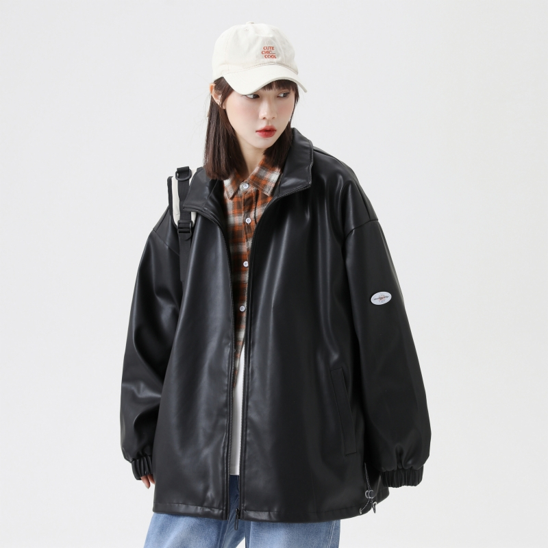 DEBRAND情侣款皮衣外套女ins潮韩版机车痞帅春秋时尚百搭外穿上衣