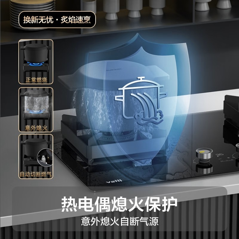 华帝(vatti)燃气灶i10079B煤气灶双灶家用嵌入式煤气炉定时5.2KW猛火灶 天然气