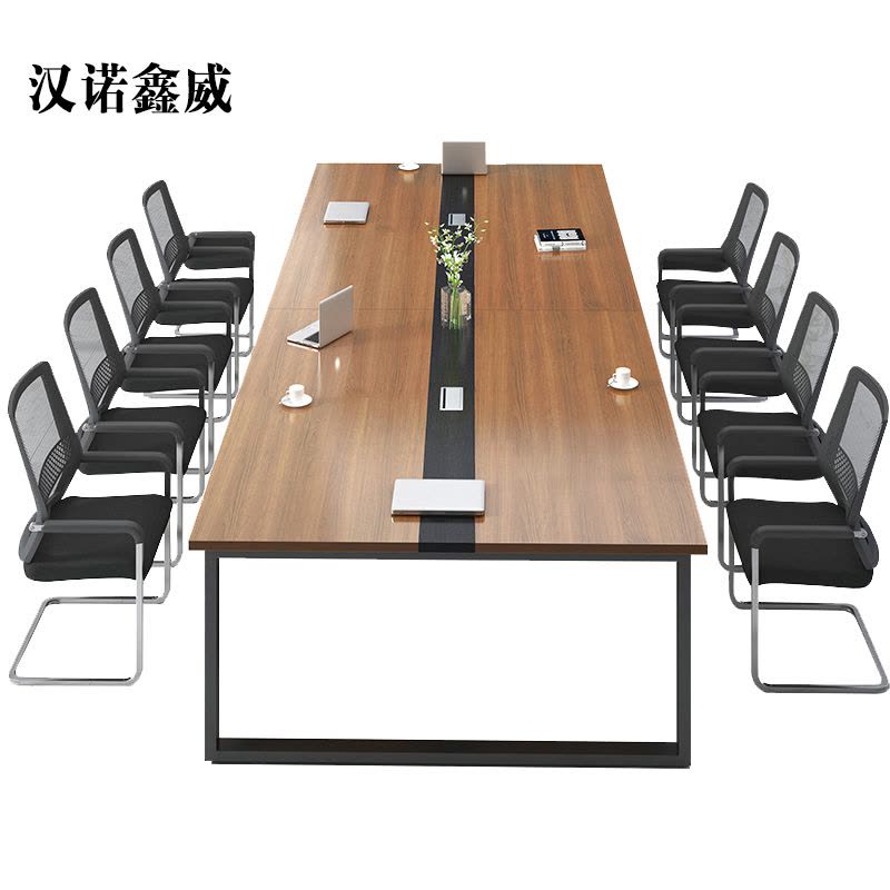 汉诺鑫威会议桌长桌工作桌洽谈桌椅组合2.4米会议桌+8椅[工厂现做 7天内发货]图片
