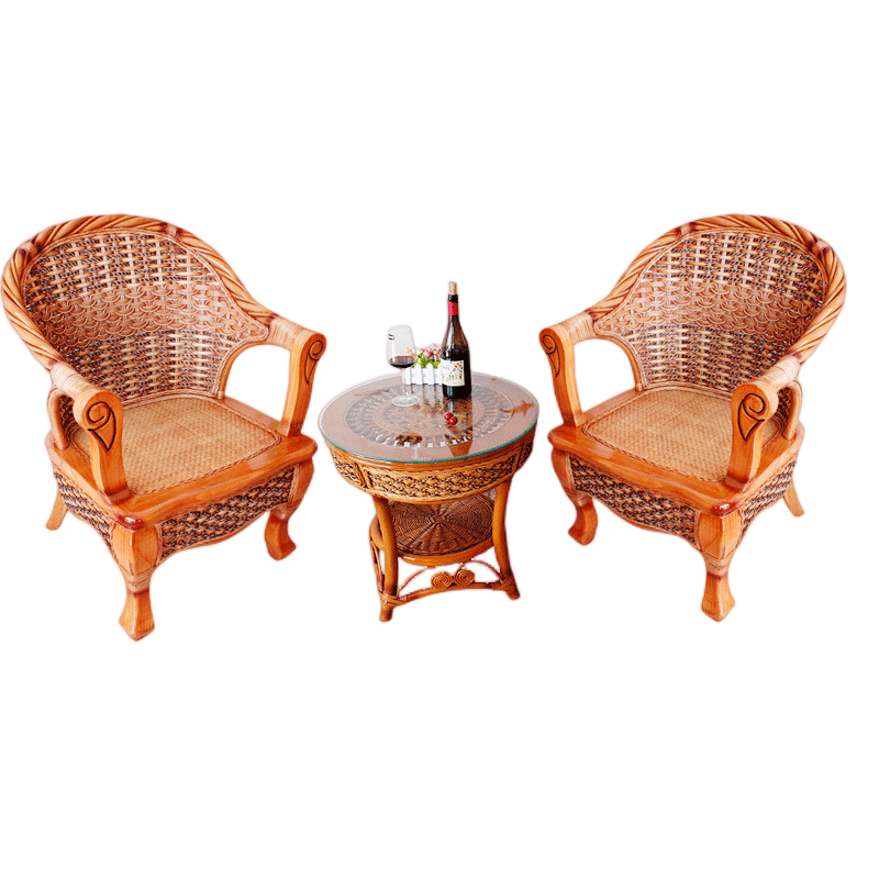 绵冠mianguan藤椅三件套客厅 阳台桌椅简约现代天然编织椅子休闲椅