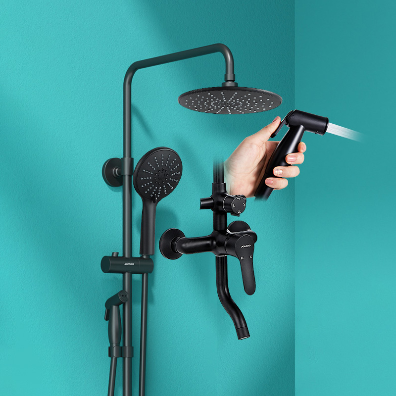 omoo九牧卫浴喷枪花洒套装自动除垢浴室全铜洗澡淋浴喷头36430-147/db