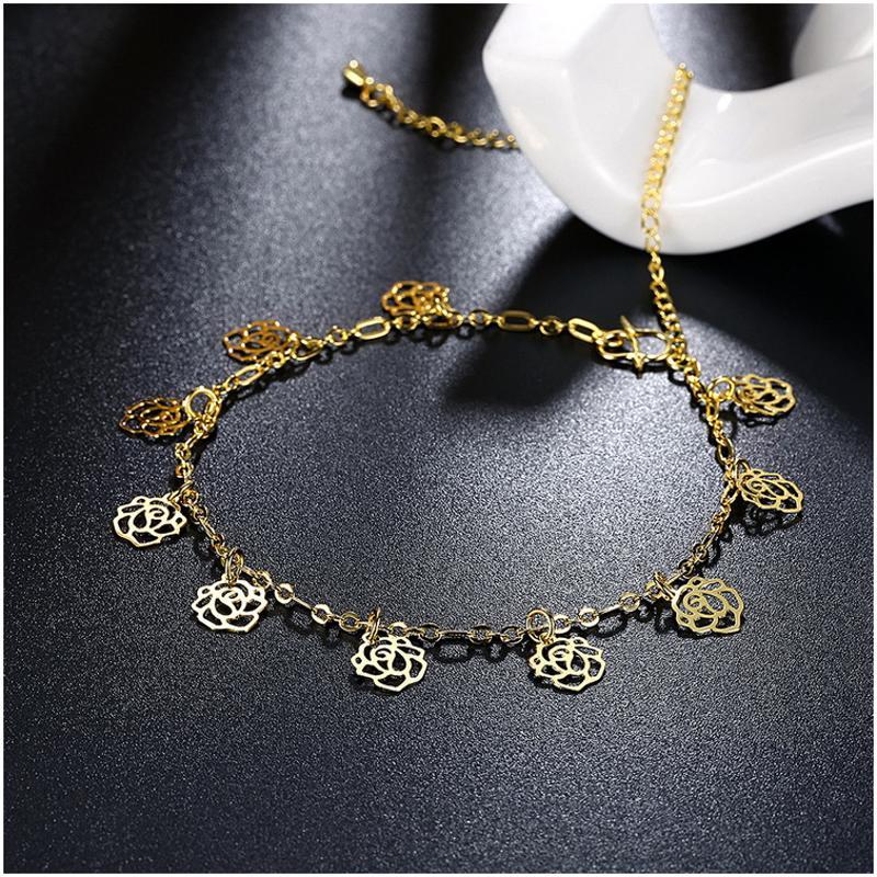 A064-A Women 18K yellow gold anklet jewelry 镀黄金色女脚链潮