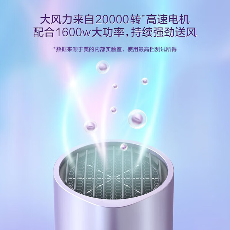 美的(Midea)八千万负离子 大功率 家用速干柔顺护发吹风筒 电吹风 节日礼物 MB-AJ0504极光紫