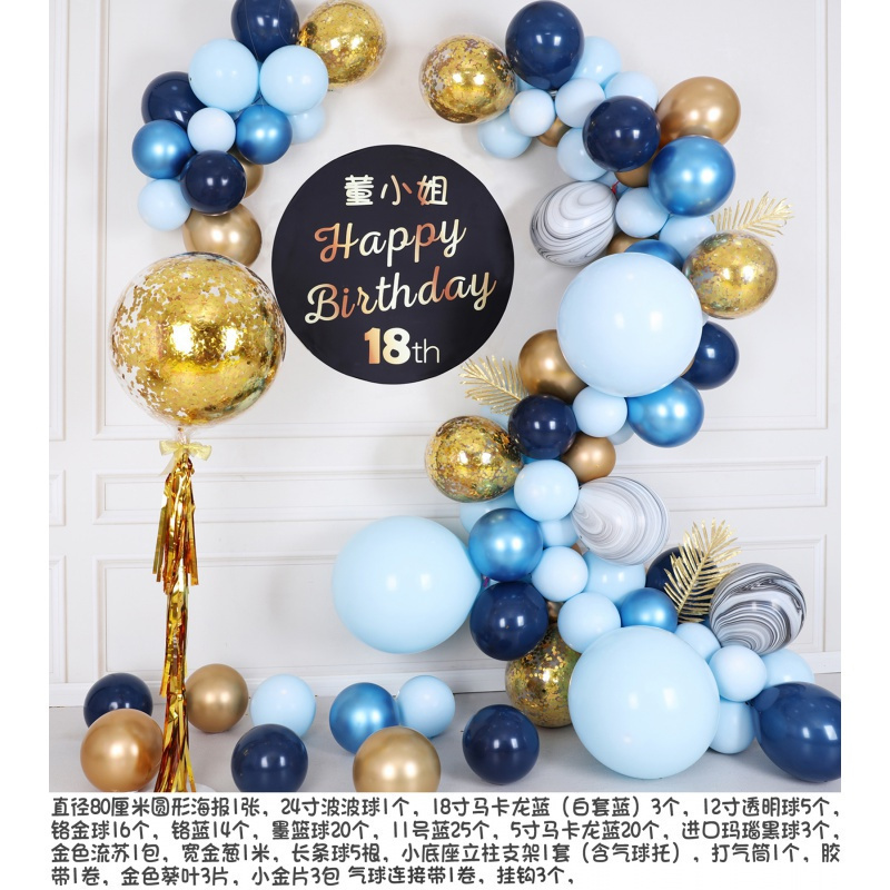 美帮汇儿童生日布置气球宝宝周岁主题派对装饰男孩女孩百天定制圆形海报高清大图