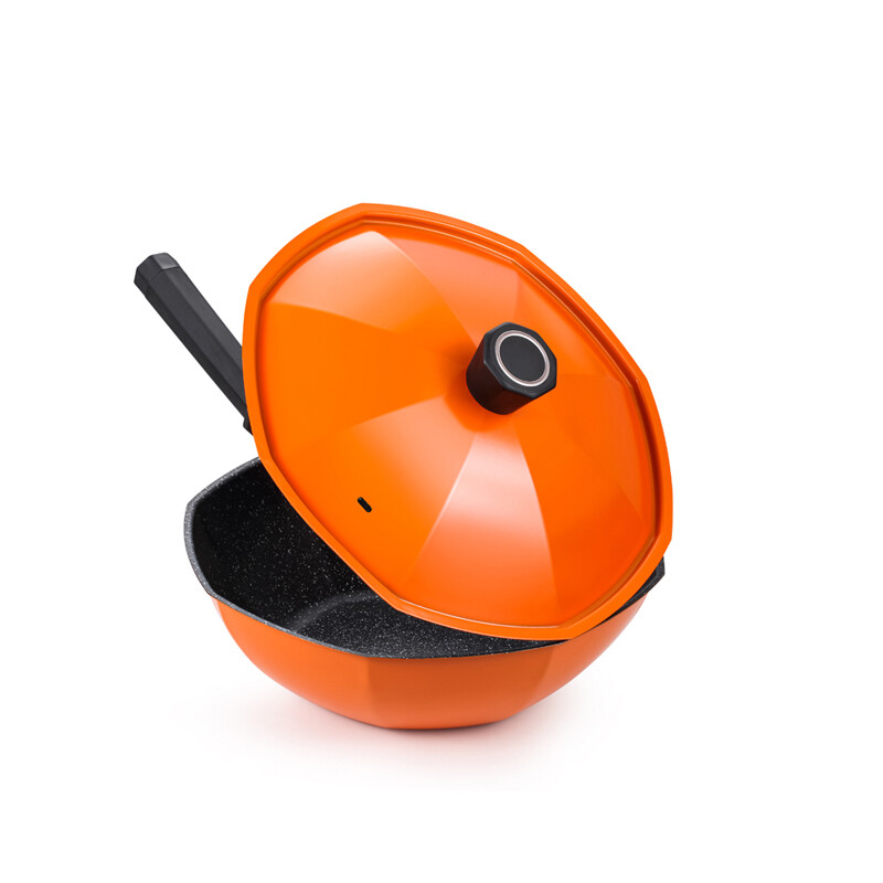 康巴赫-锦厨八角不粘锅精铁材质32CM带锅盖平底少油烟炒菜锅电磁炉LPB-BJ32高清大图