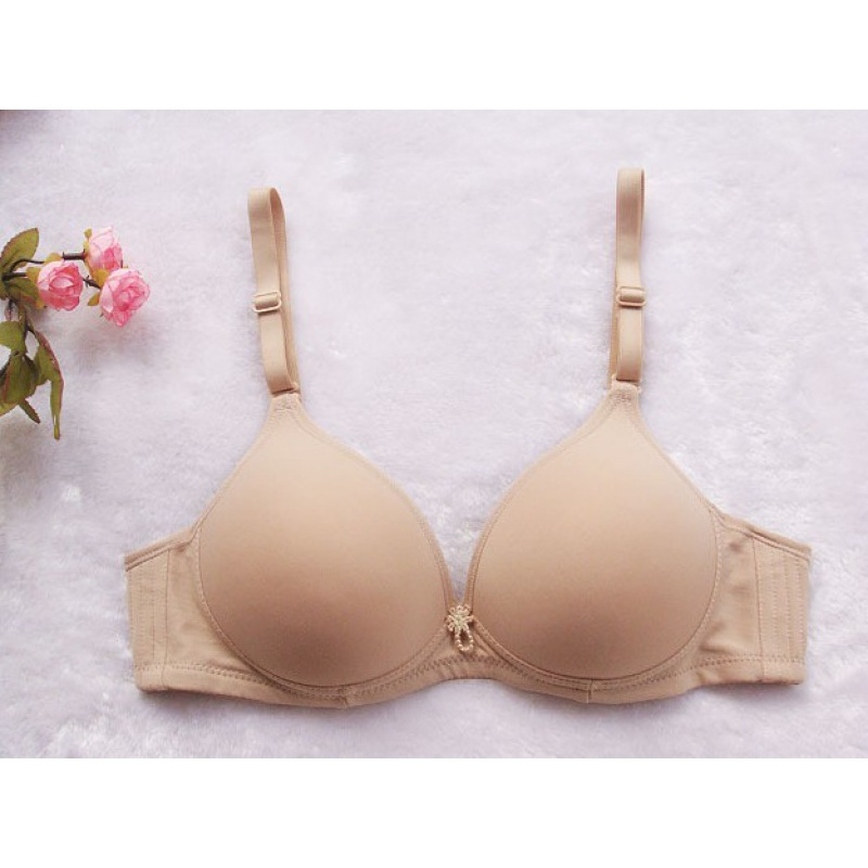 suntek夏季光面薄款单排扣舒适无钢圈中老年内衣女妈妈文胸肉色胸罩